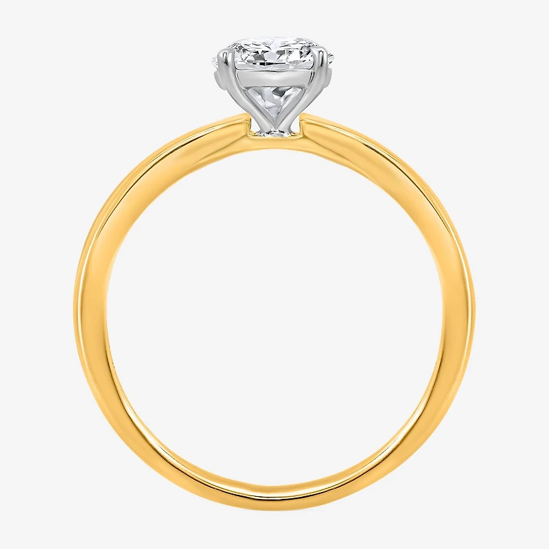 (I / Si2) Womens 1 CT. T.W. Lab Grown White Diamond Sterling Silver Round Side Stone Engagement Ring