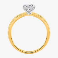 (I / Si2) Womens 1 CT. T.W. Lab Grown White Diamond Sterling Silver Round Side Stone Engagement Ring