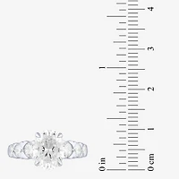 (F / Vs2) Womens 3 CT. T.W. Lab Grown White Diamond 10K Gold Oval Side Stone Engagement Ring