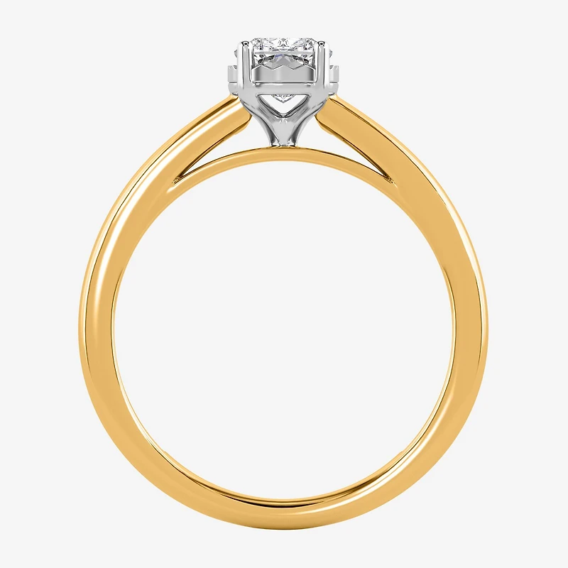 (I / Si2) Womens 1 CT. Lab Grown White Diamond Sterling Silver Cushion Solitaire Engagement Ring