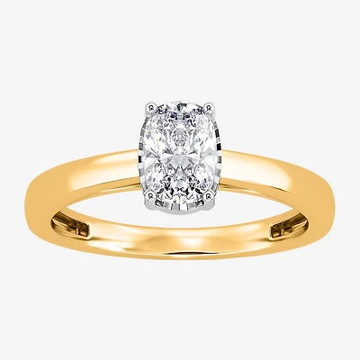 (I / Si2) Womens 1 CT. Lab Grown White Diamond Sterling Silver Cushion Solitaire Engagement Ring