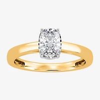 (I / Si2) Womens 1 CT. Lab Grown White Diamond Sterling Silver Cushion Solitaire Engagement Ring