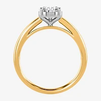 (I / Si2) Womens 1 CT. Lab Grown White Diamond Sterling Silver Pear Solitaire Engagement Ring