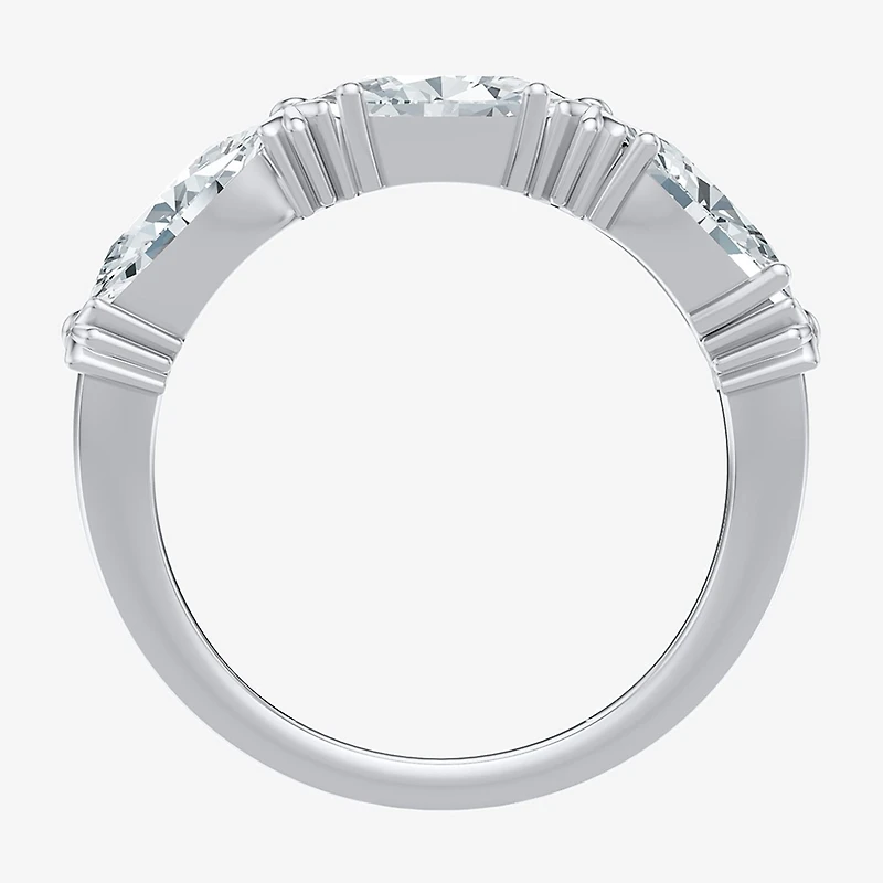 (F / Vs2) Womens 4MM 1 1/2 CT. T.W. Lab Grown White Diamond 10K Gold 3-Stone Wedding Band