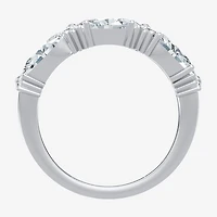 (F / Vs2) Womens 4MM 1 1/2 CT. T.W. Lab Grown White Diamond 10K Gold 3-Stone Wedding Band