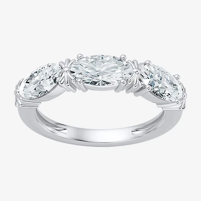 (F / Vs2) Womens 4MM 1 1/2 CT. T.W. Lab Grown White Diamond 10K Gold 3-Stone Wedding Band