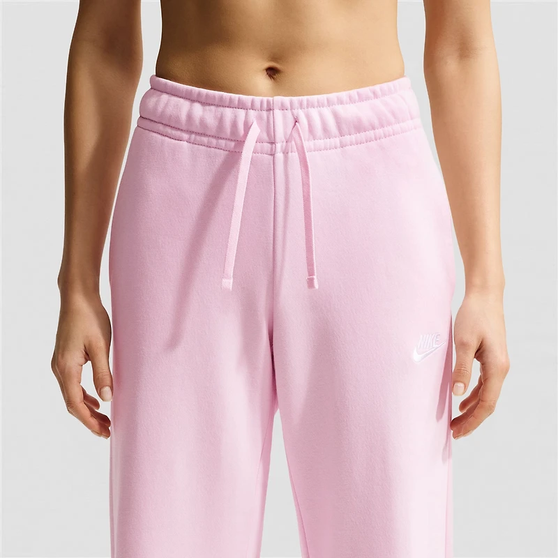 Nike Club Womens Lightweight Wide Leg Mid Rise Fleece Sweatpant