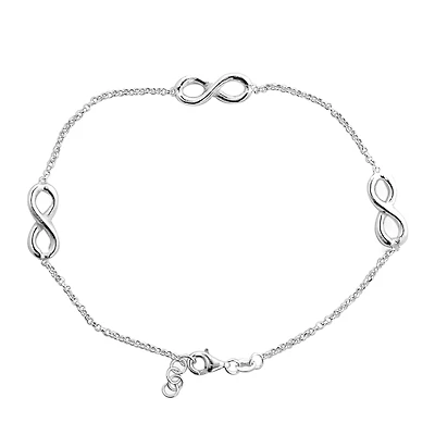 Sterling Silver Infinity Station Ankle Bracelet
