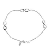 Sterling Silver Infinity Station Ankle Bracelet