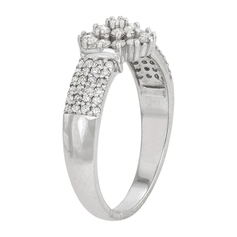 Womens 1/2 CT. T.W. Natural White Diamond Sterling Silver Cocktail Ring