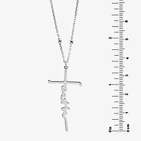Womens Sterling Silver Cross Inch Pendant Necklace