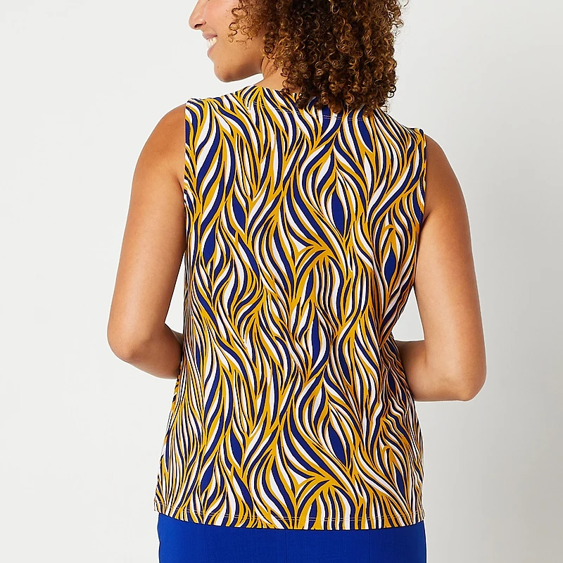 Black Label by Evan-Picone Womens Crew Neck Sleeveless Blouse