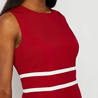 Black Label by Evan-Picone Womens Crew Neck Sleeveless Sheath Dress