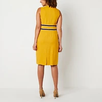 Black Label by Evan-Picone Womens Crew Neck Sleeveless Sheath Dress