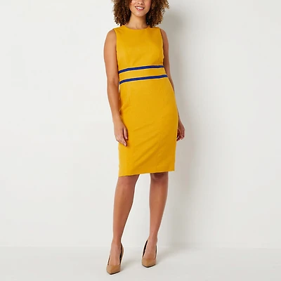 Black Label by Evan-Picone Womens Crew Neck Sleeveless Sheath Dress