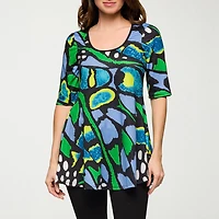 24seven Comfort Apparel Womens Scoop Neck Elbow Sleeve Tunic Top