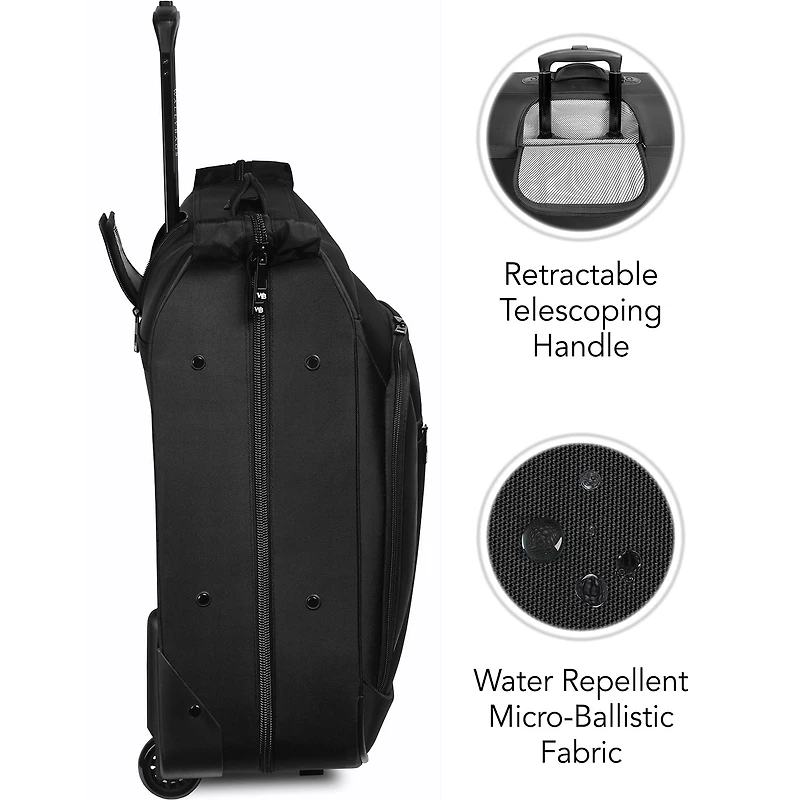 WallyBags 45" Premium Rolling Garment Bag With Multiple Pockets