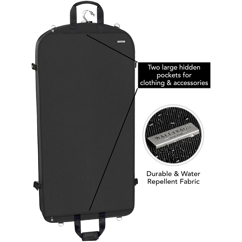 WallyBags 42" Premium Travel Garment Bag With Shoulder Strap, Two Large Pockets And Printed Lining