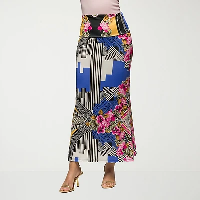 24seven Comfort Apparel Womens Mid Rise Long A-Line Skirt