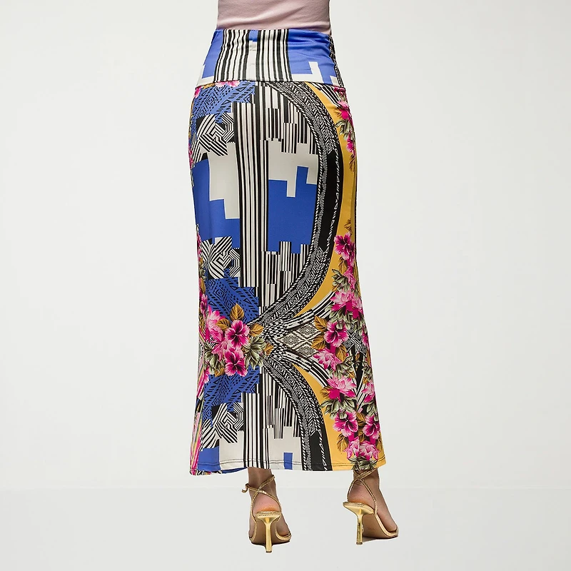24seven Comfort Apparel Womens Mid Rise Long A-Line Skirt