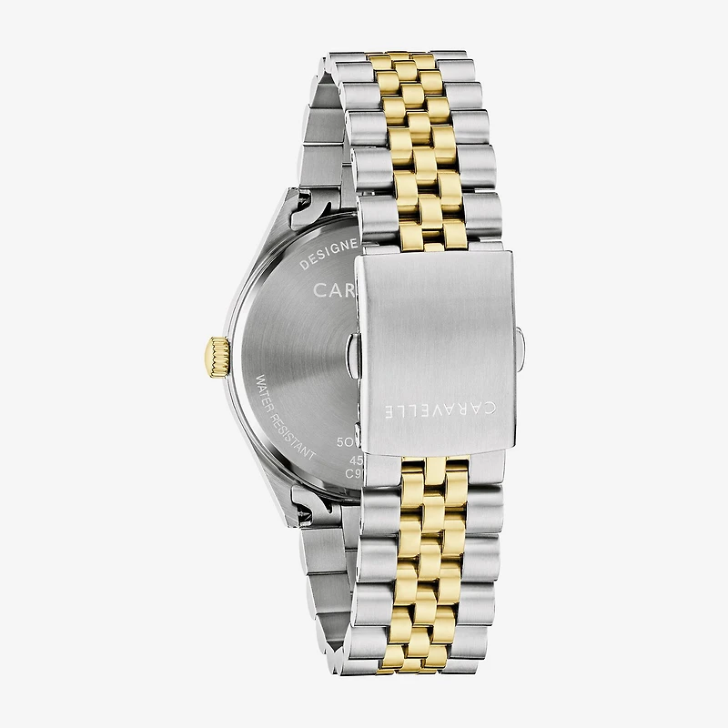 Caravelle Designed By Bulova Mens Two Tone Stainless Steel Bracelet Watch 45b163