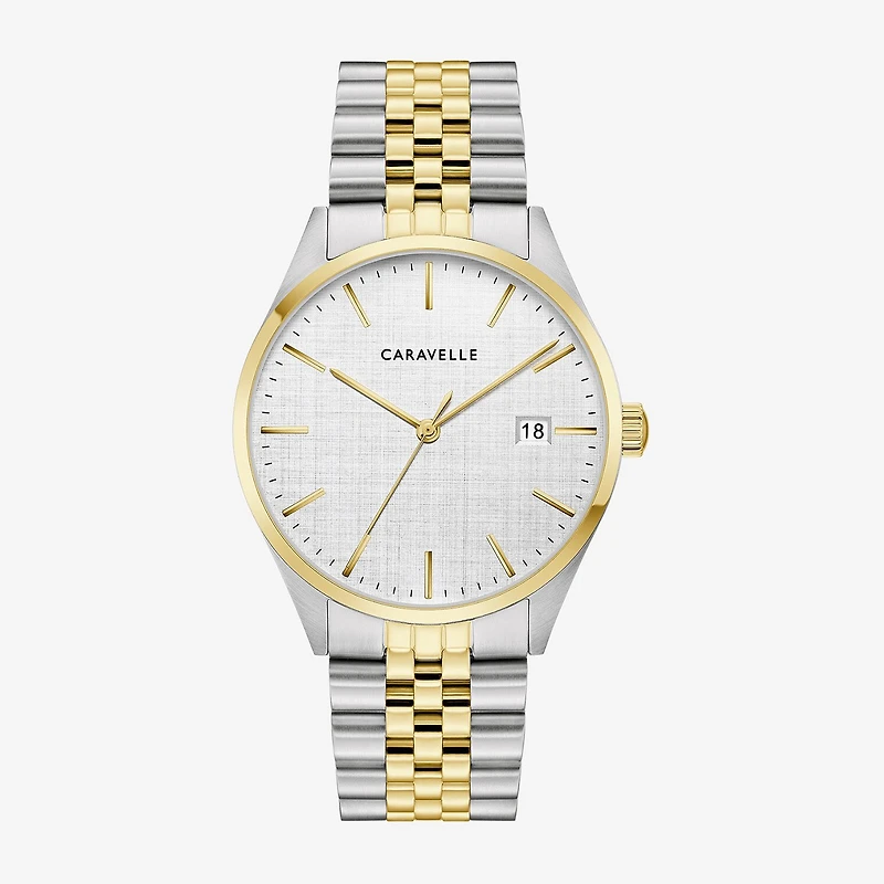Caravelle Designed By Bulova Mens Two Tone Stainless Steel Bracelet Watch 45b163