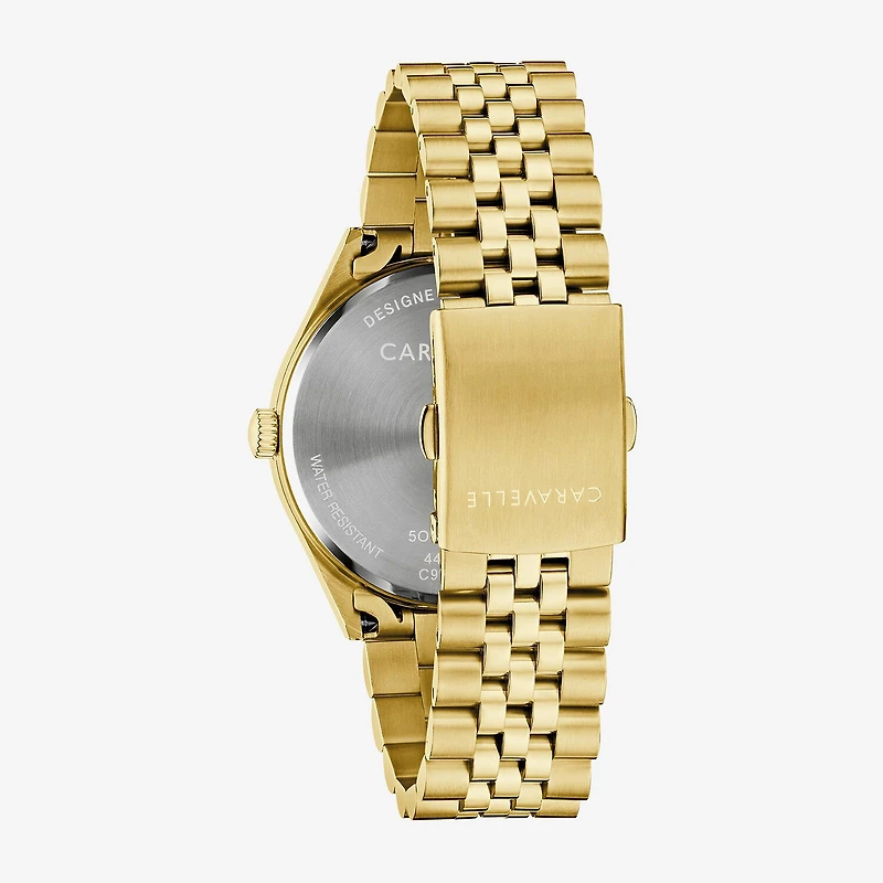 Caravelle Designed By Bulova Mens Gold Tone Stainless Steel Bracelet Watch 44b132
