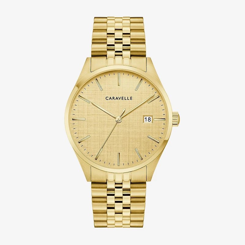 Caravelle Designed By Bulova Mens Gold Tone Stainless Steel Bracelet Watch 44b132