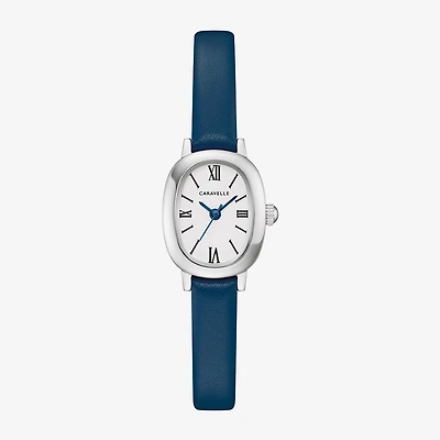 Caravelle Designed By Bulova Womens Blue Leather Strap Watch 43l227