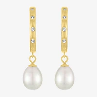Womens White Cultured Freshwater Pearl 14K Gold Over Silver Pear Drop Earrings
