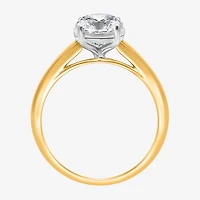 (I / Si2) Womens 2 CT. Lab Grown White Diamond Oval Solitaire Side Stone Engagement Ring