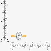 (I / Si2) Womens 2 CT. Lab Grown White Diamond Oval Solitaire Side Stone Engagement Ring