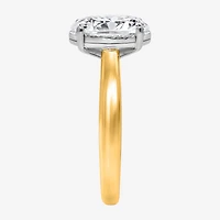(I / Si2) Womens 2 CT. Lab Grown White Diamond Oval Solitaire Side Stone Engagement Ring