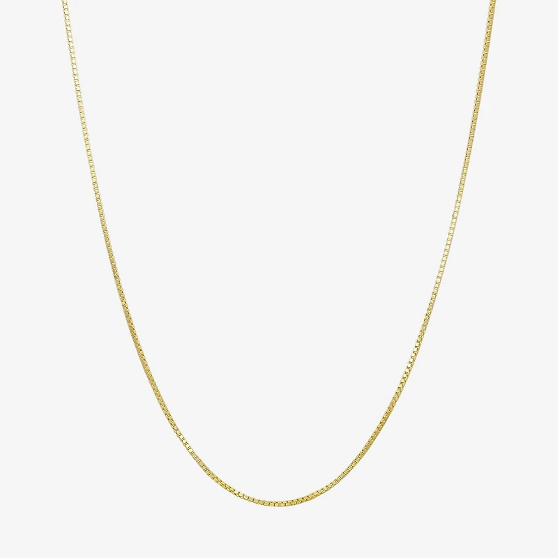 Womens 10K Gold 20 Inch Box Chain Necklace