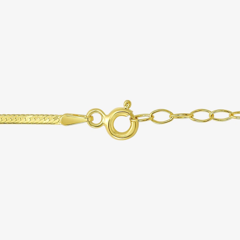 Made in Italy Womens 10K Gold Inch Herringbone Chain Necklace