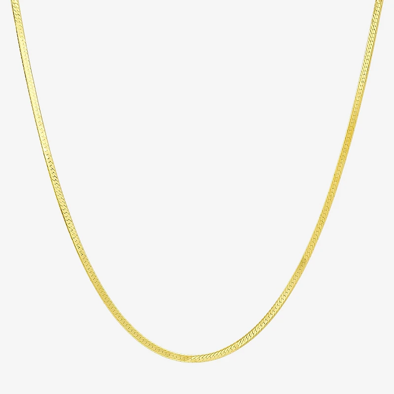 Made in Italy Womens 10K Gold Inch Herringbone Chain Necklace