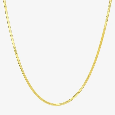 Made in Italy Womens 10K Gold Inch Herringbone Chain Necklace