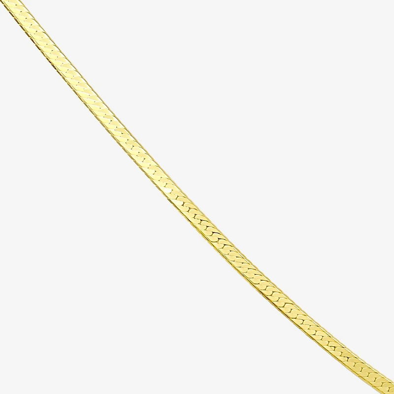 Made in Italy Womens 10K Gold Inch Herringbone Chain Necklace