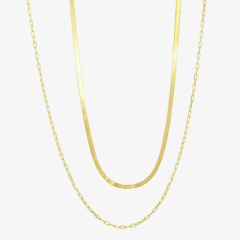 Gold Addiction Womens 10K Gold 16 Inch Herringbone Chain Necklace