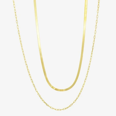Gold Addiction Womens 10K Gold 16 Inch Herringbone Chain Necklace