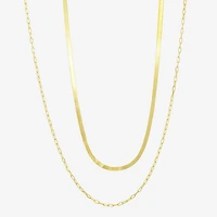 Gold Addiction Womens 10K Gold 16 Inch Herringbone Chain Necklace