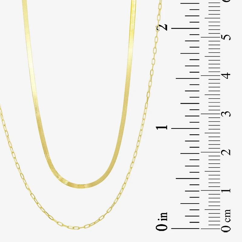 Gold Addiction Womens 10K Gold 16 Inch Herringbone Chain Necklace