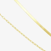 Gold Addiction Womens 10K Gold 16 Inch Herringbone Chain Necklace