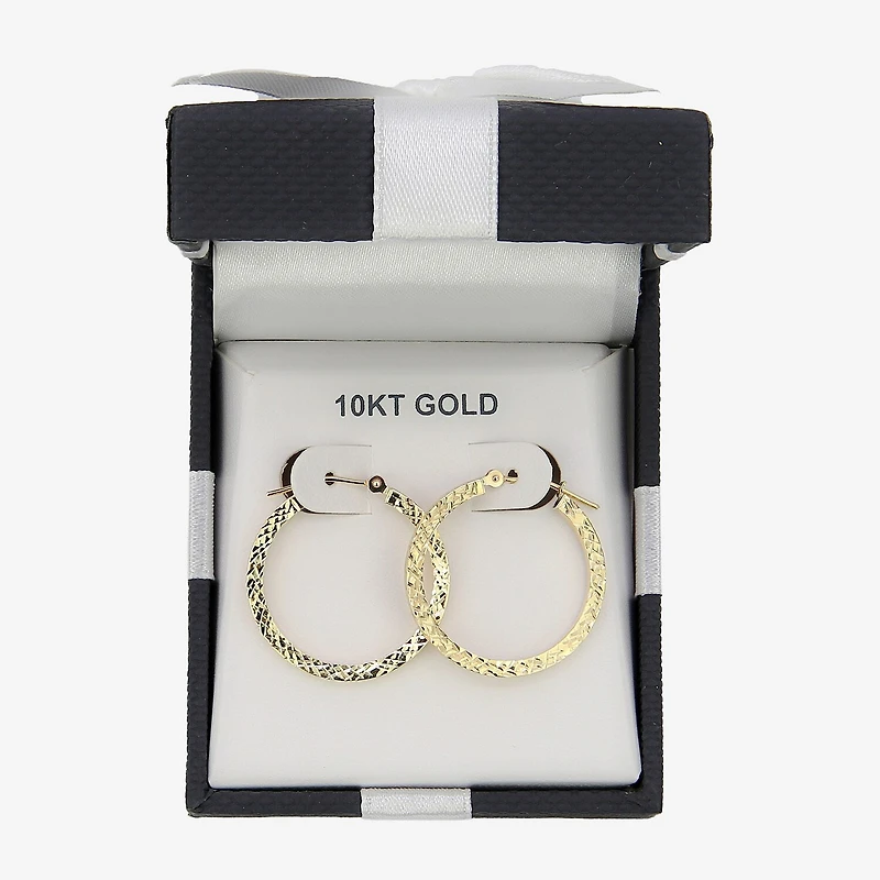 Womens 10K Gold 25mm Round Hoop Earrings
