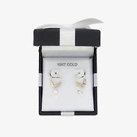 Religious Jewelry Cross Womens White Cubic Zirconia 10K Gold 2 Pair Earring Set