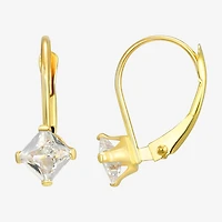 Womens White Cubic Zirconia 14K Gold 12mm Hoop Earrings
