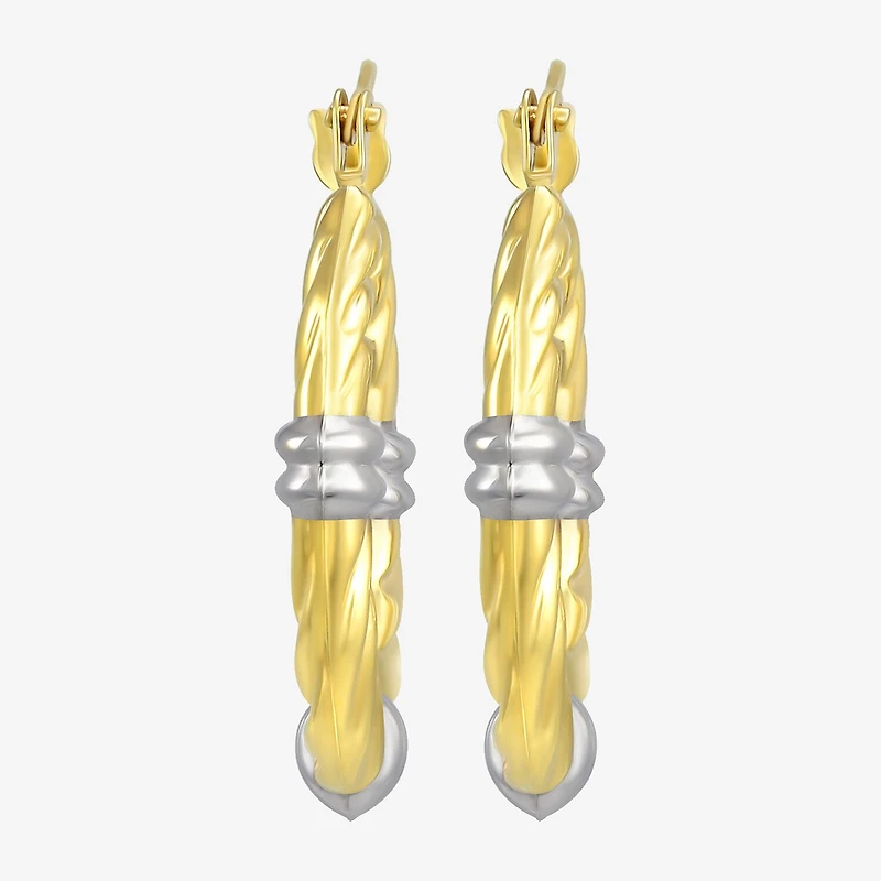 Womens 14K Gold 12mm Oval Hoop Earrings