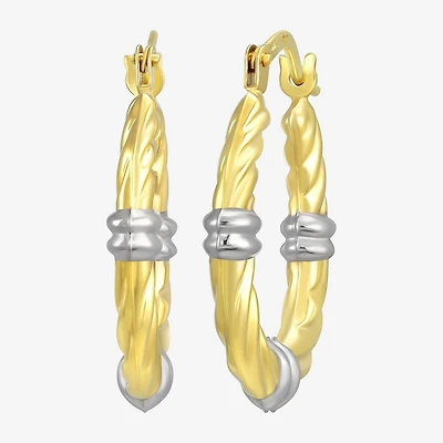 Womens 14K Gold 12mm Oval Hoop Earrings