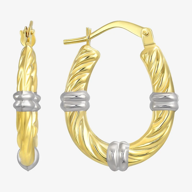 Womens 14K Gold 12mm Oval Hoop Earrings