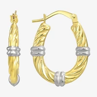 Womens 14K Gold 12mm Oval Hoop Earrings